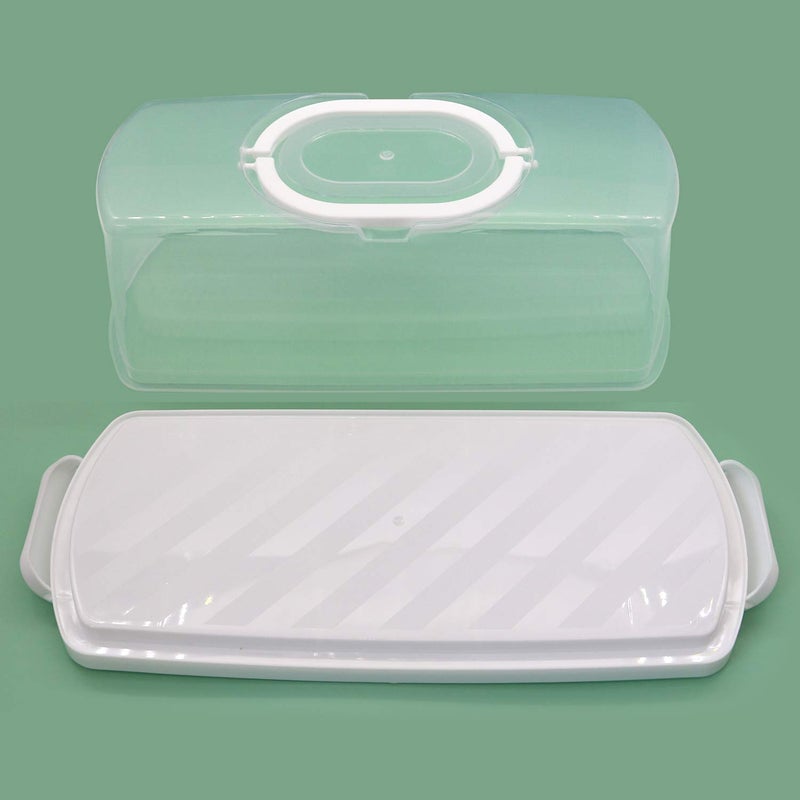 FEOOWV Portable Plastic Rectangular Loaf Bread Box with Transparent Lid, Bread Keeper for Carrying and Storing Loaf Cakes,Banana Bread,Pumpkin Bread,Quick Breads (White) - Image 4